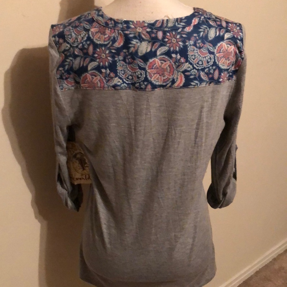 One World multi colored/patterned tunic with yoke, med - Picture 6 of 12